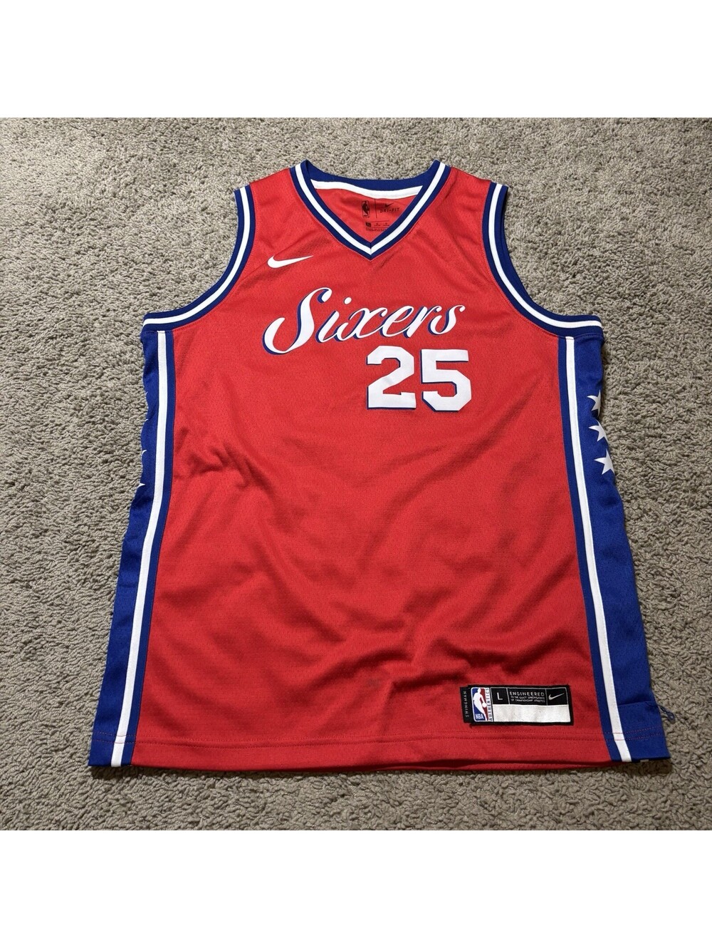 Nike Philadelphia 76ers Ben Simmons #25 Jersey Youth Large 14/16 Red Sixers NBA